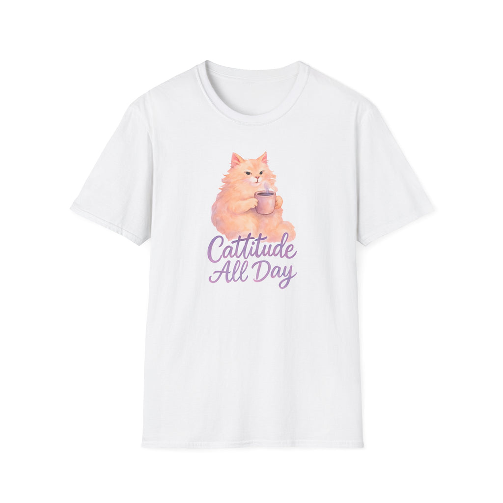Cat with Coffee Cup T-Shirt