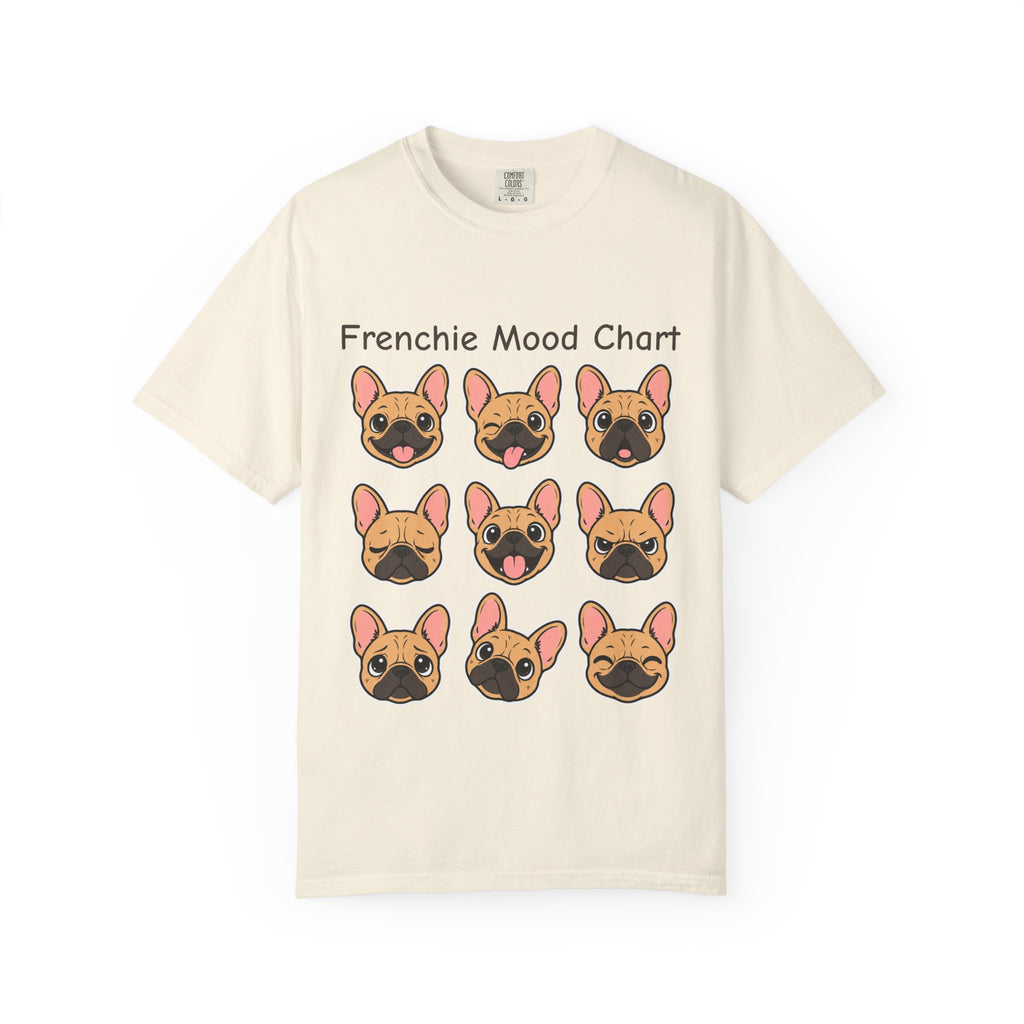 Frenchie Mood Chart Shirt, Comfort Colors®, Nine French Bulldog Faces