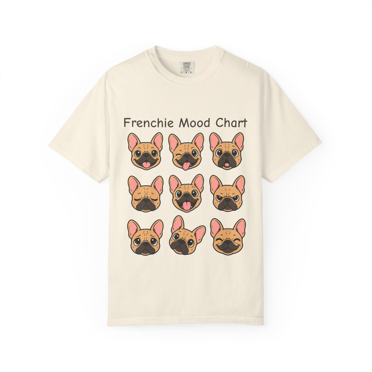 Frenchie Mood Chart Shirt, Comfort Colors®, Nine French Bulldog Faces