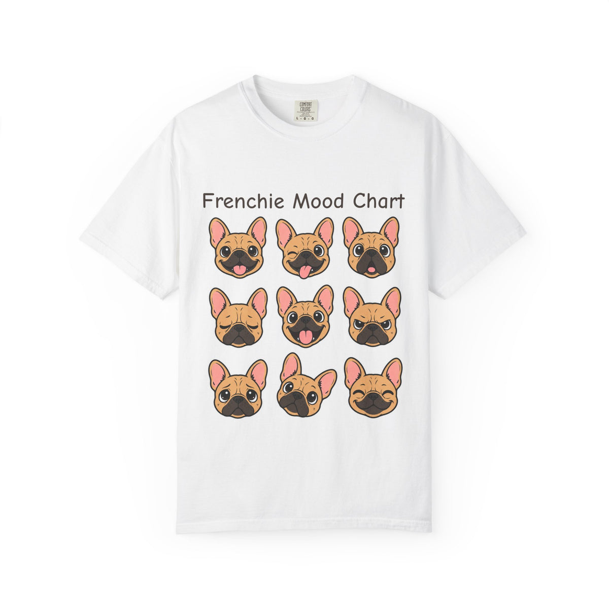 Frenchie Mood Chart Shirt, Comfort Colors®, Nine French Bulldog Faces