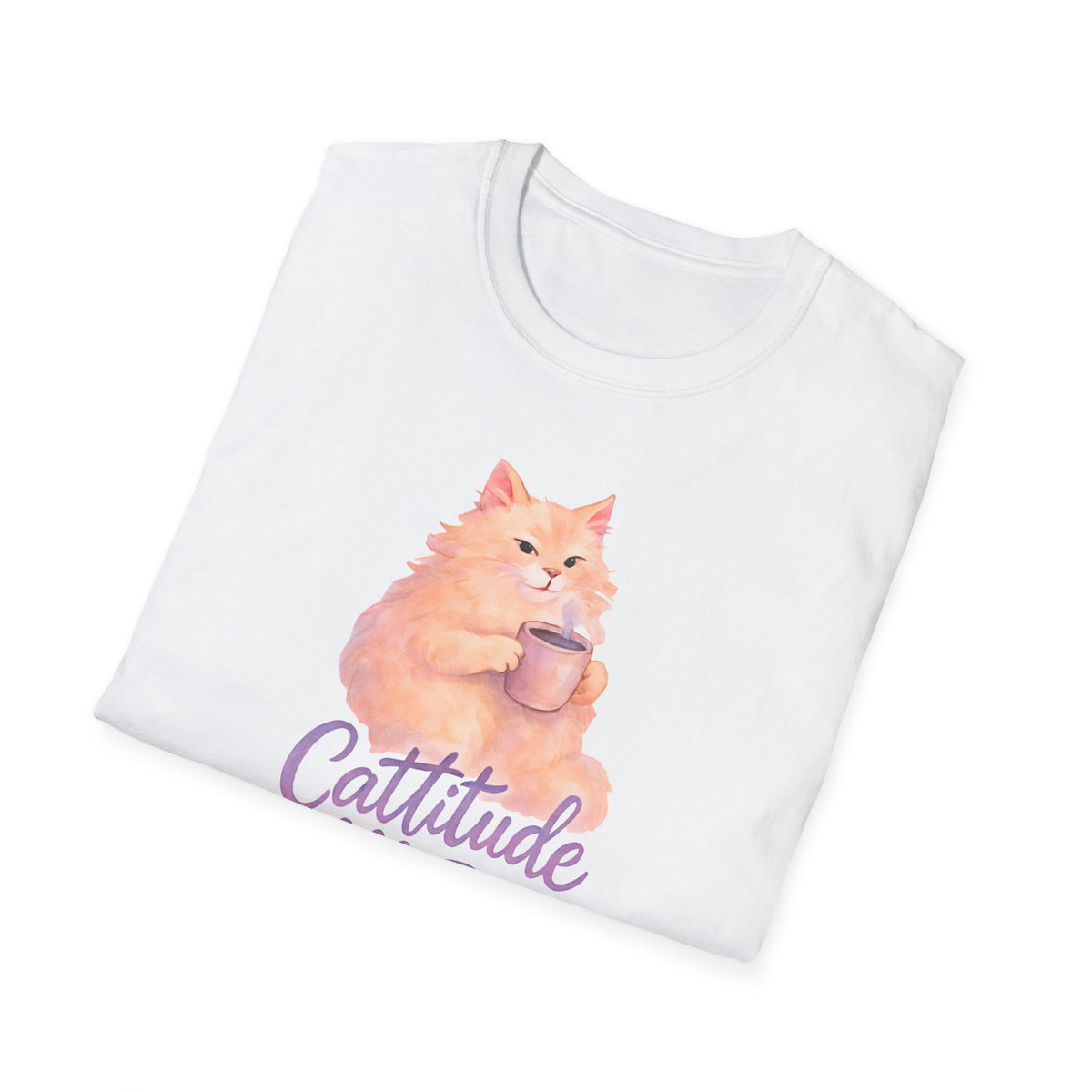 Cat with Coffee Cup T-Shirt
