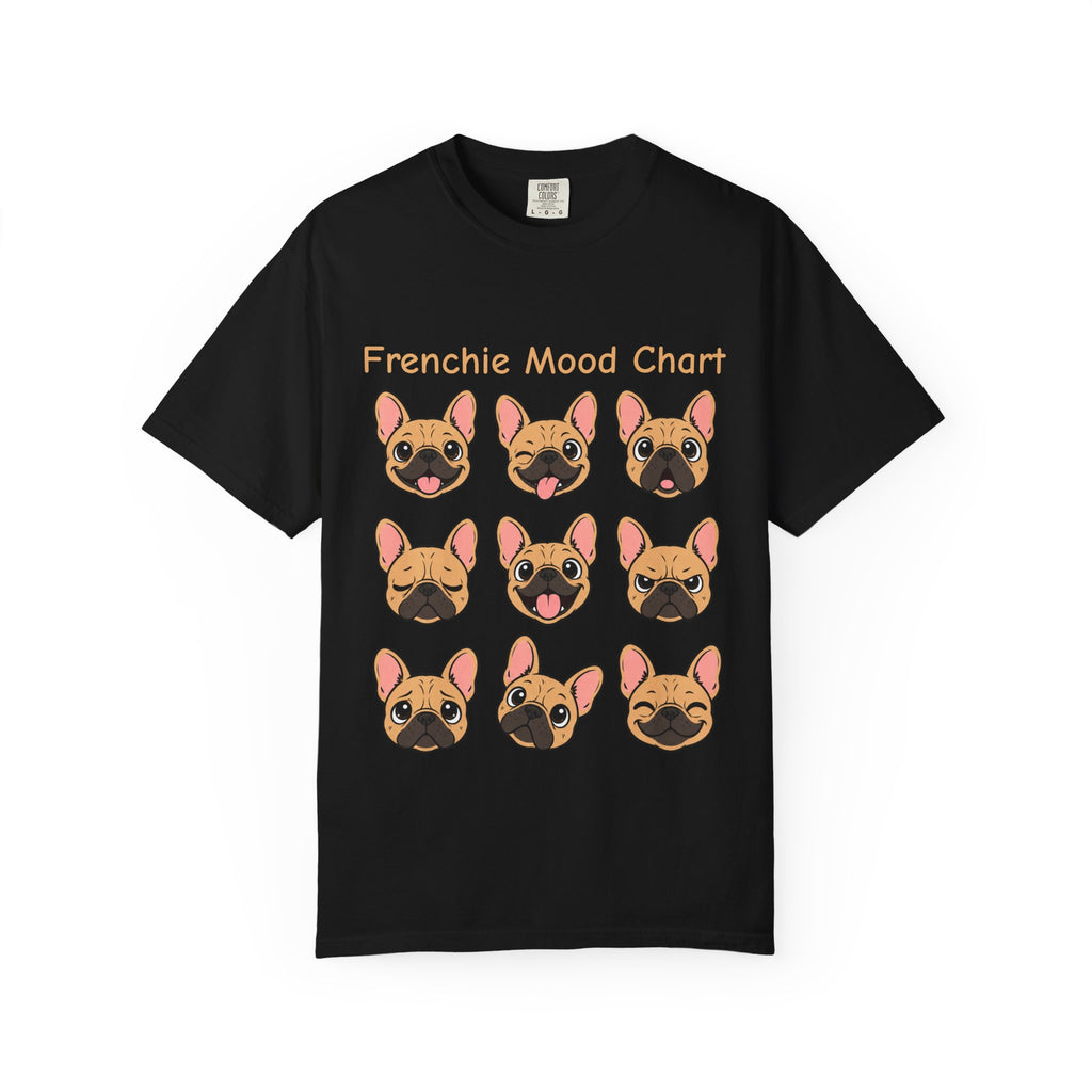 Frenchie Mood Chart Shirt, Comfort Colors®, Nine French Bulldog Faces