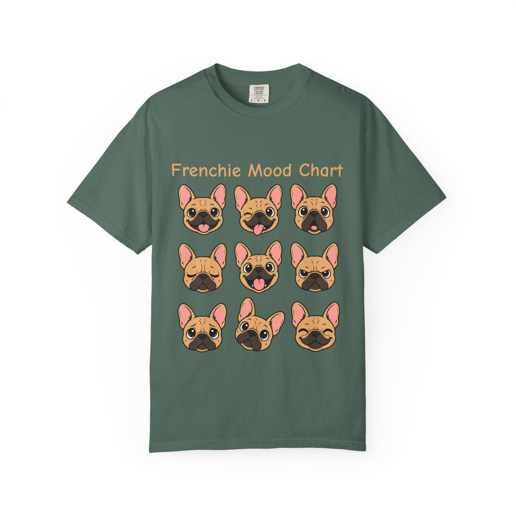 Frenchie Mood Chart Shirt, Comfort Colors®, Nine French Bulldog Faces