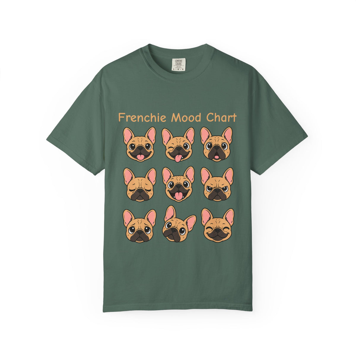 Frenchie Mood Chart Shirt, Comfort Colors®, Nine French Bulldog Faces