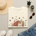 Pumpkin and Candle Shirt, Autumn Leaves Graphic