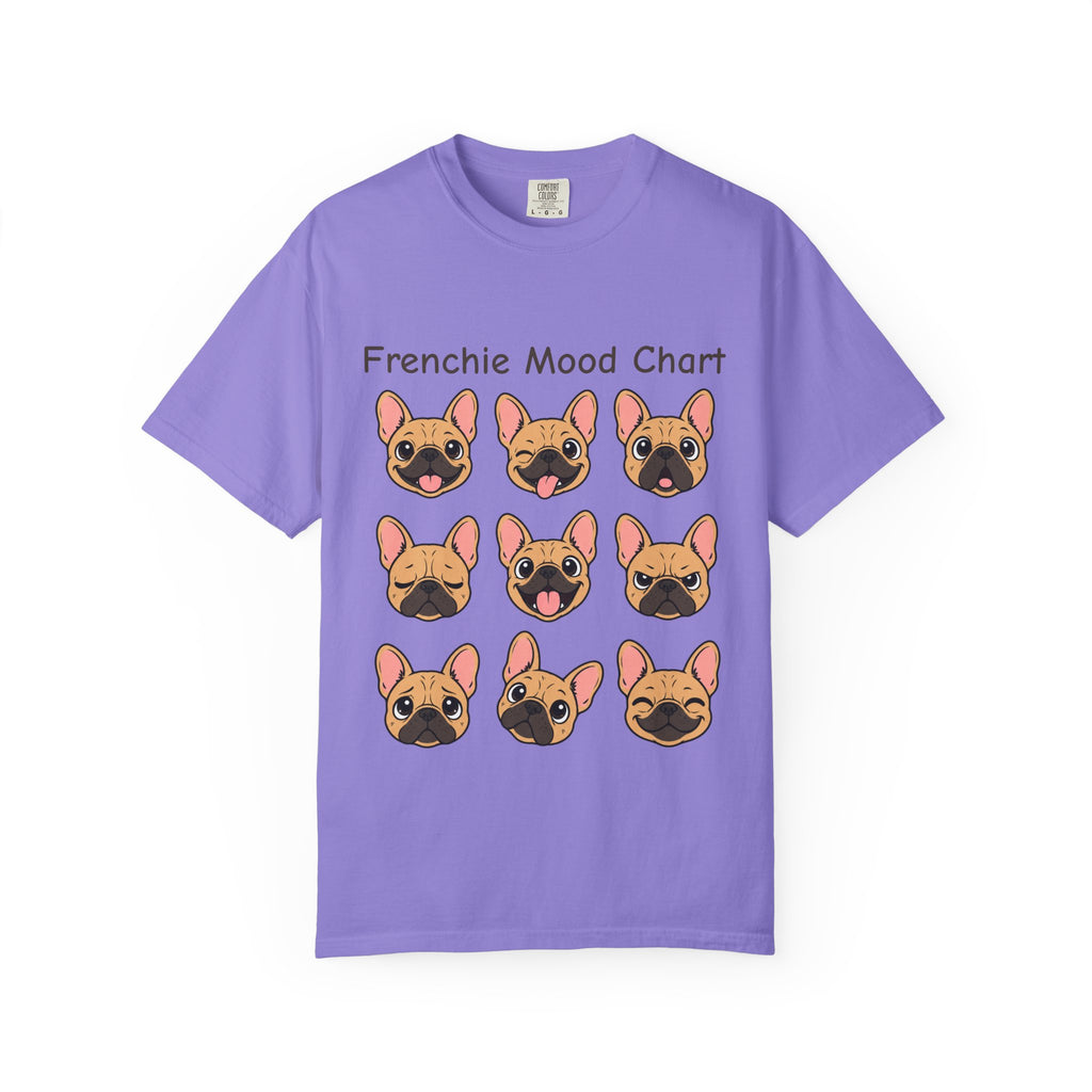 Frenchie Mood Chart Shirt, Comfort Colors®, Nine French Bulldog Faces