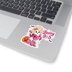 Booing 9 to 5 Ghost Sticker, Pink Cowgirl Halloween Decal