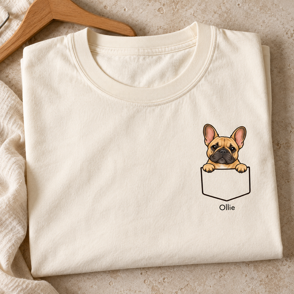 Personalized Fawn Frenchie Pocket Tee | Comfort Colors®