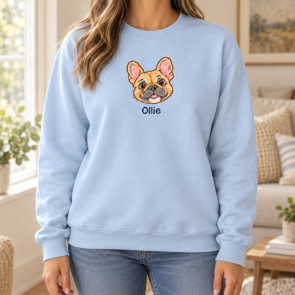 Personalized Fawn Frenchie Sweatshirt, Custom Dog Name, Dog Mom Gift