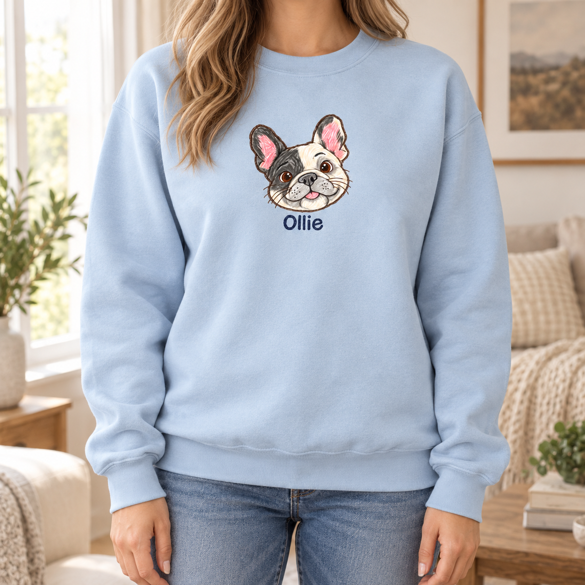 Personalized Pied Frenchie Sweatshirt | Custom Dog Name
