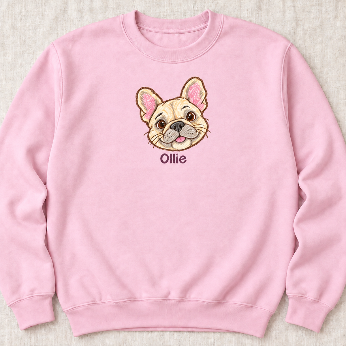 Personalized Cream Frenchie Sweatshirt, Custom Dog Name, Dog Mom Gift
