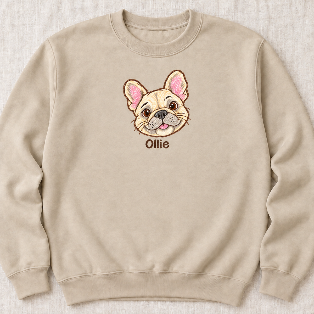 Personalized Cream Frenchie Sweatshirt, Custom Dog Name, Dog Mom Gift