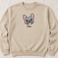 Personalized Blue-gray Frenchie Sweatshirt, Custom Dog Name, Dog Mom Gift