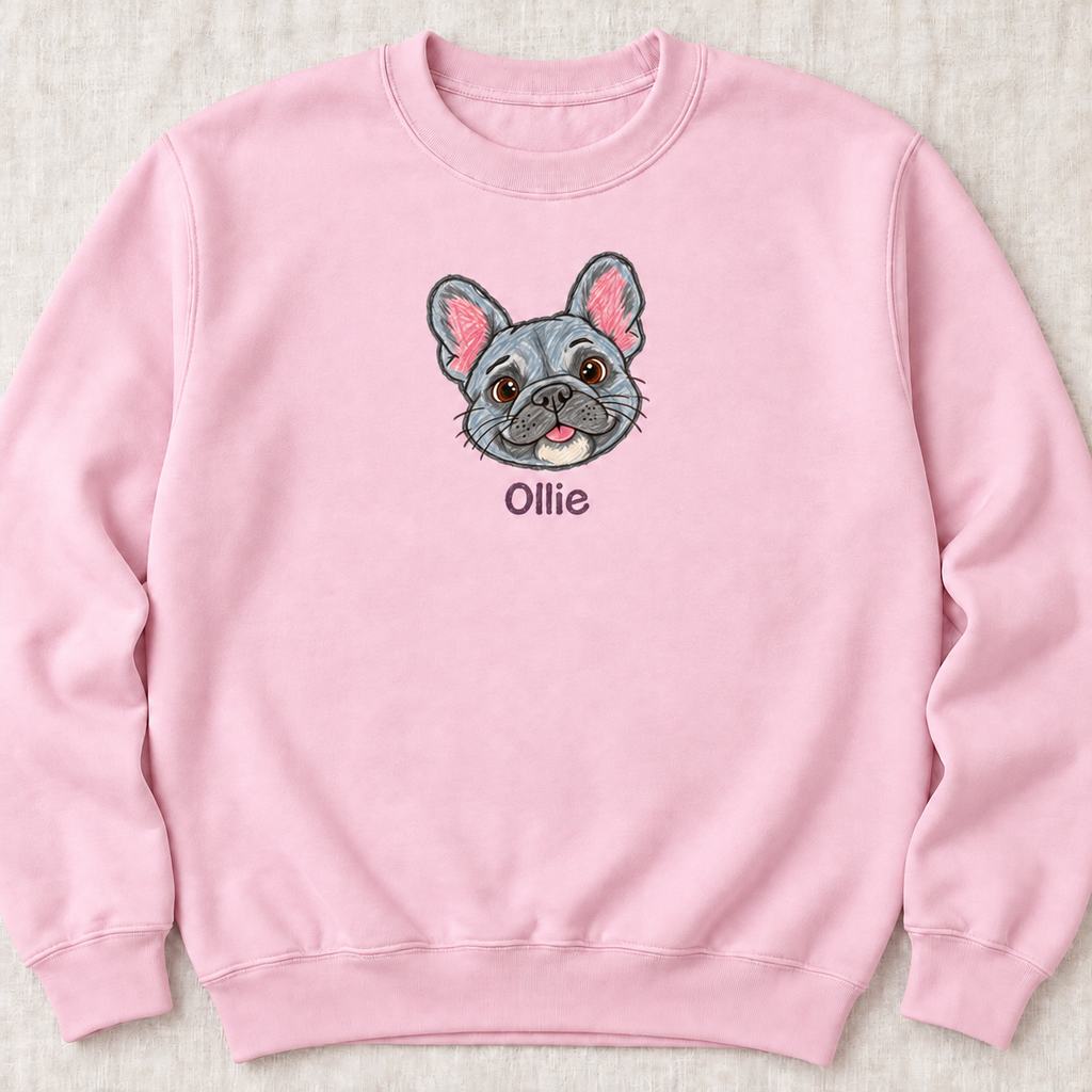 Personalized Blue-gray Frenchie Sweatshirt, Custom Dog Name, Dog Mom Gift