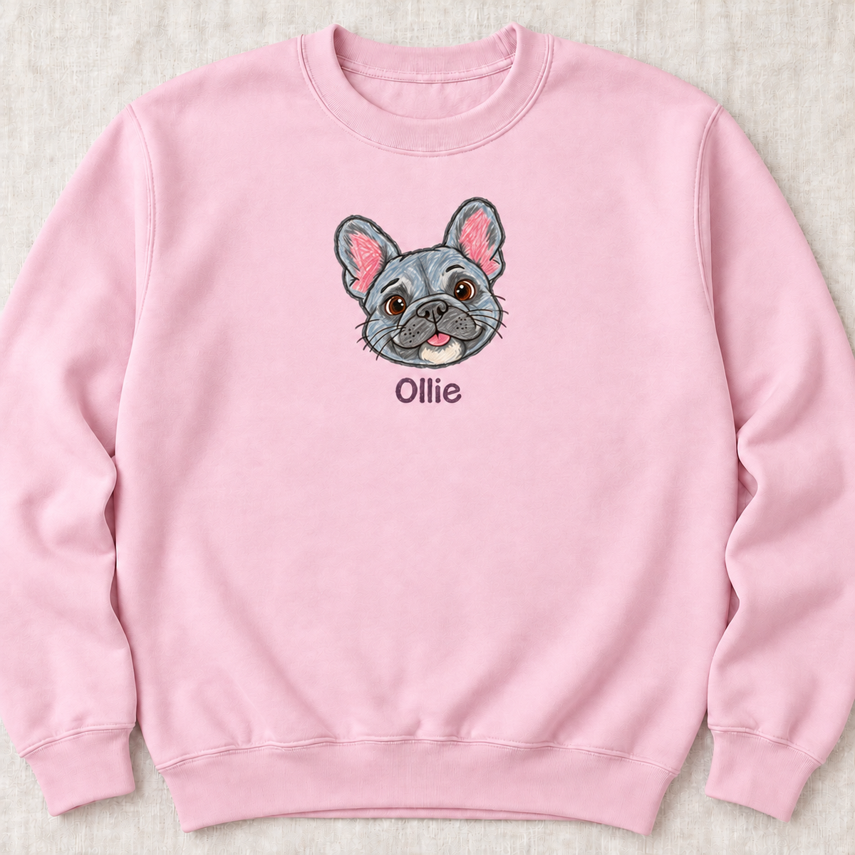 Personalized Blue-gray Frenchie Sweatshirt, Custom Dog Name, Dog Mom Gift