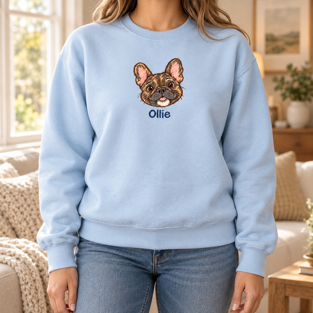 Personalized Brindle Frenchie Sweatshirt, Custom Dog Name, Dog Mom Gift