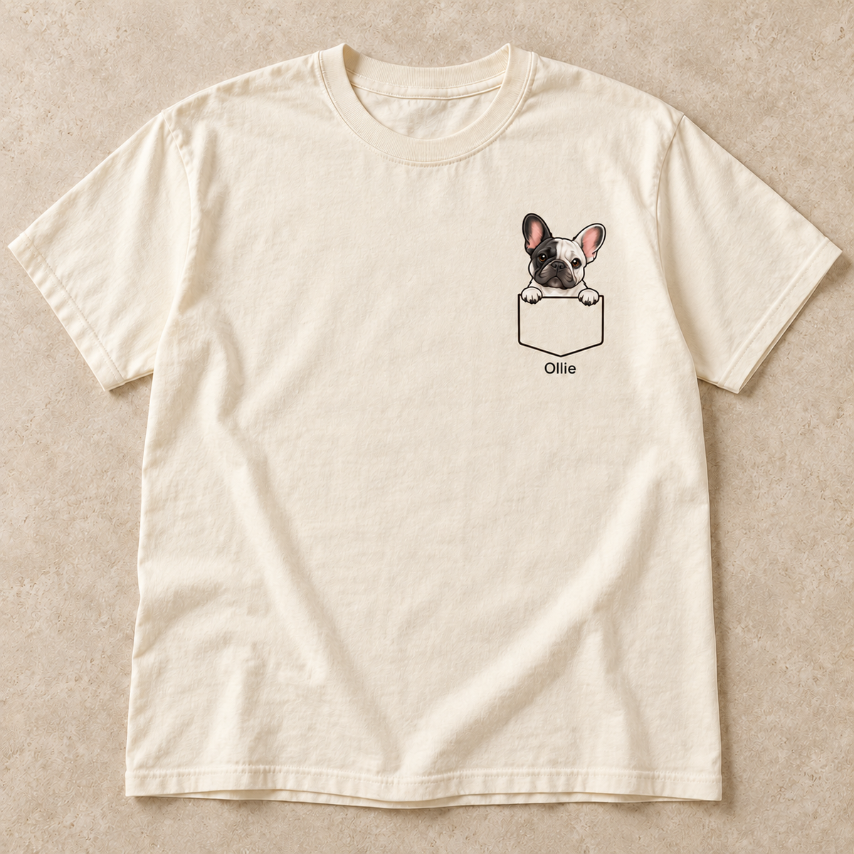 Personalized Pied (Black & White) Pocket Frenchie Shirt, Comfort Colors®, Custom Dog Name Tee
