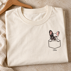 Personalized Pied (Black & White) Pocket Frenchie Shirt, Comfort Colors®, Custom Dog Name Tee