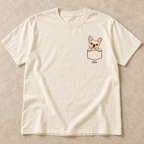 Personalized Cream Pocket Frenchie Shirt, Comfort Colors®, Custom Dog Name Tee