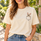 Personalized Cream Pocket Frenchie Shirt, Comfort Colors®, Custom Dog Name Tee
