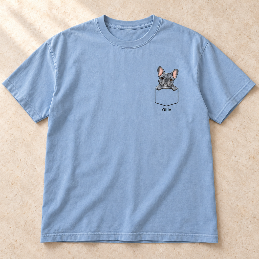 Personalized Blue Frenchie Shirt, Comfort Colors®, Custom Dog Name Tee
