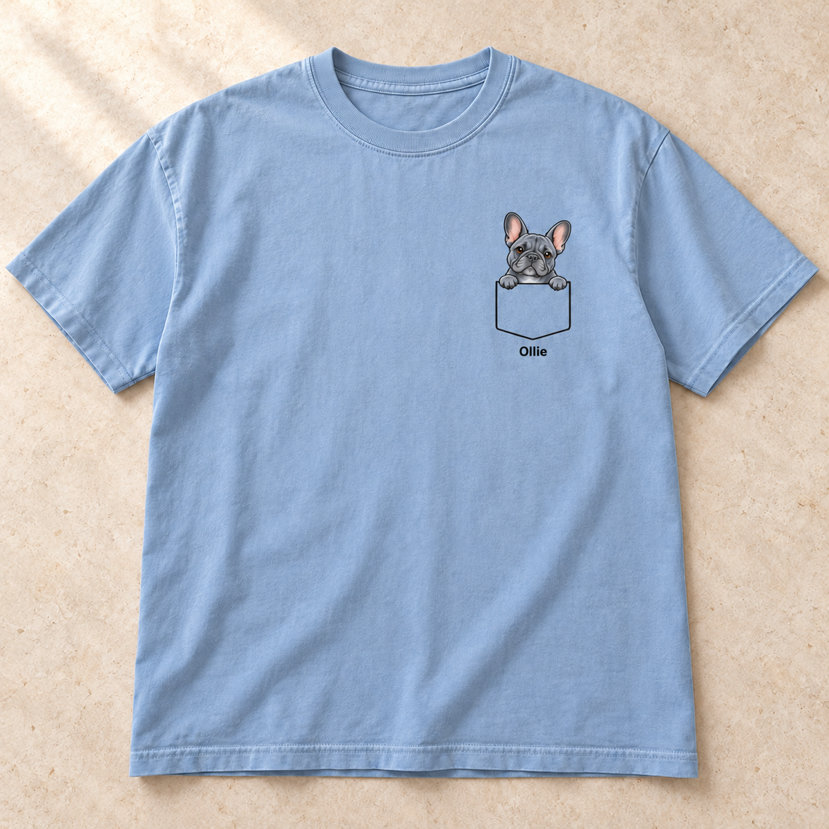 Personalized Blue Frenchie Shirt, Comfort Colors®, Custom Dog Name Tee