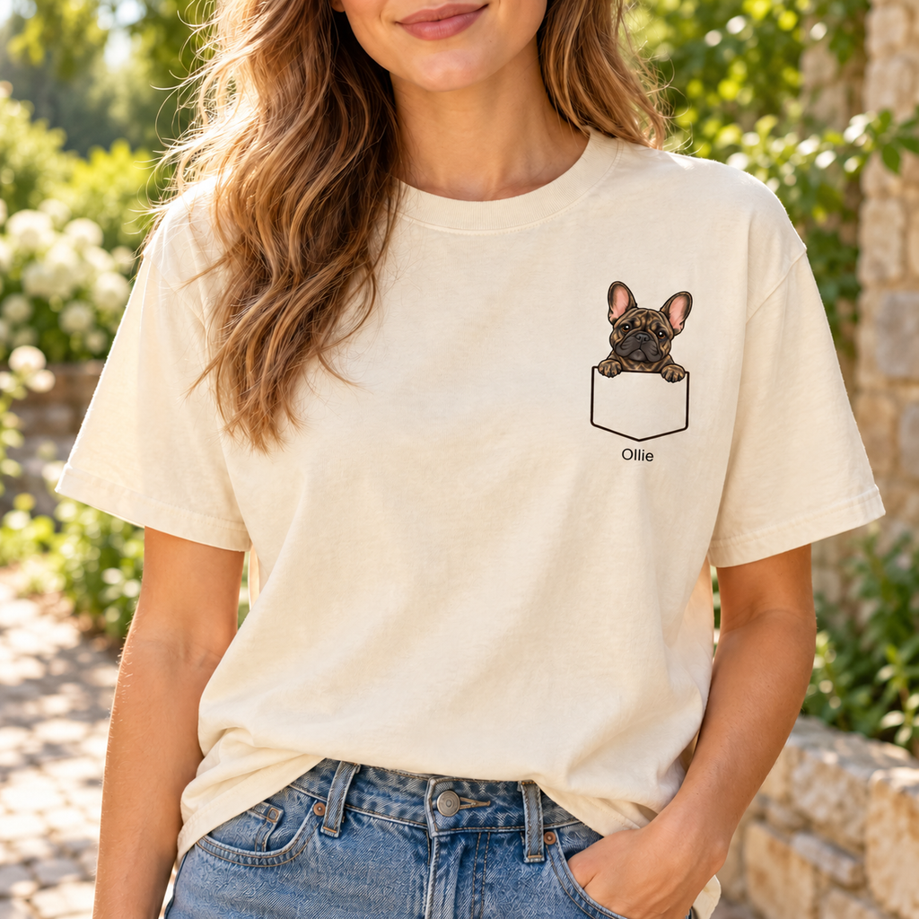 Personalized Brindle Frenchie Shirt, Comfort Colors®, Custom Dog Name Tee