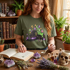 Witch Halloween Cotton Shirt, Hat, Cauldron and Potion Graphic