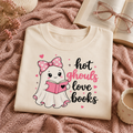 Pink Ghost Book Lover Shirt, Comfort Colors® Halloween Tee