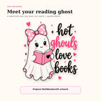 Pink Ghost Book Lover Shirt, Comfort Colors® Halloween Tee