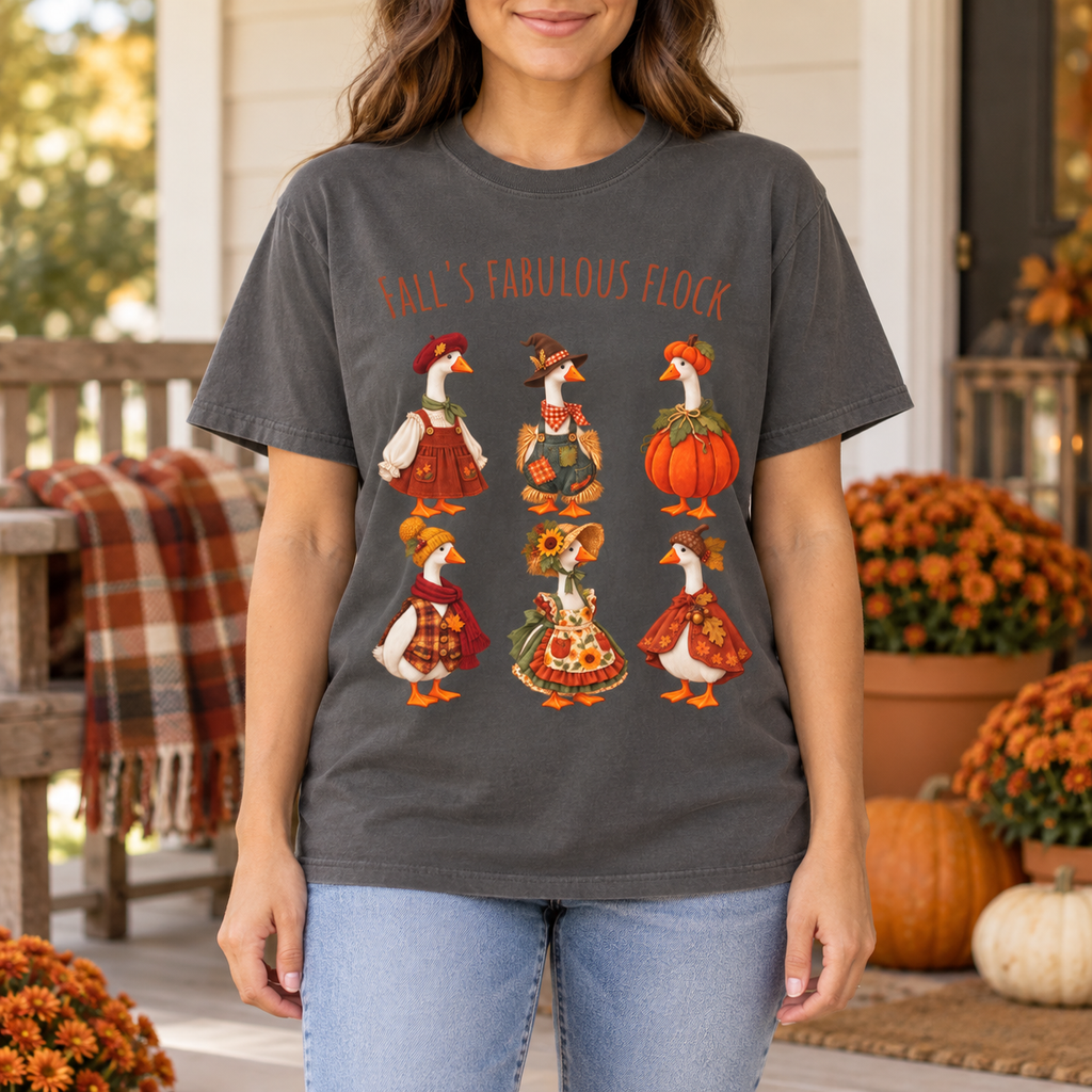 Porch Goose T-Shirt, Autumn Graphic Tee (Comfort Colors)