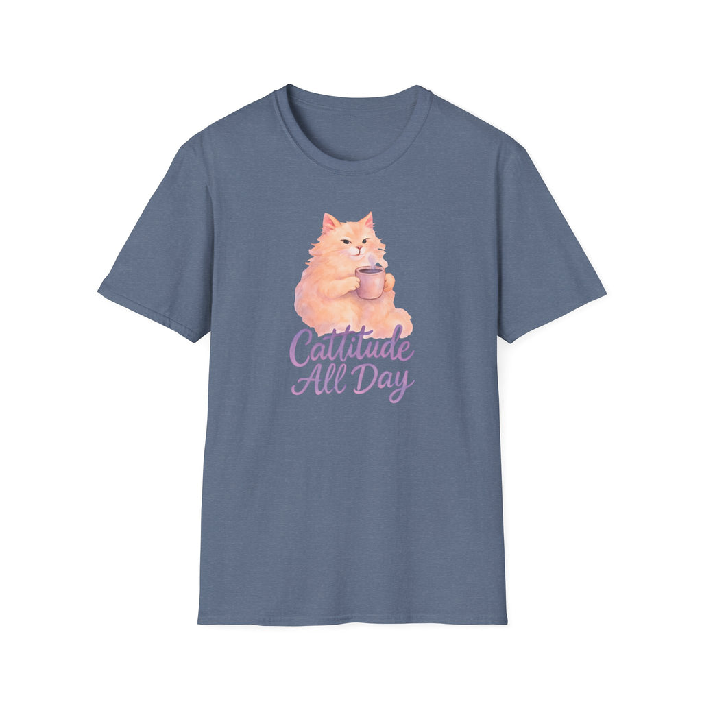 Cat with Coffee Cup T-Shirt