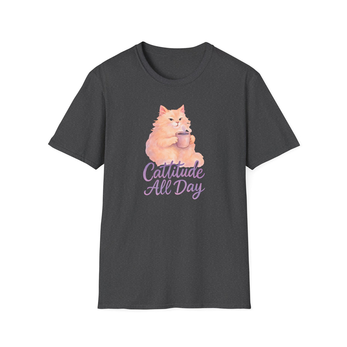 Cat with Coffee Cup T-Shirt
