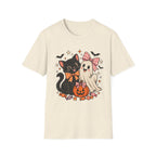 Black Cat and Ghost Halloween Shirt, Pumpkin, Bats and Bow