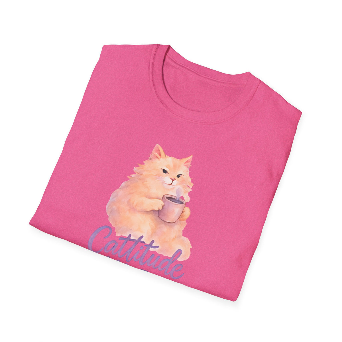 Cat with Coffee Cup T-Shirt