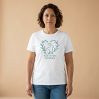 Bunny with Laurel Wreath white T-shirt on-person mockup