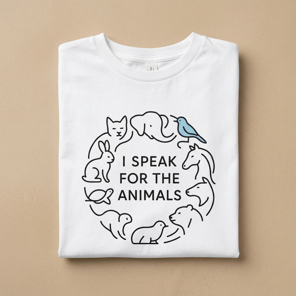 Speak for the Animals white T-shirt folded mockup