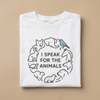 Speak for the Animals white T-shirt folded mockup