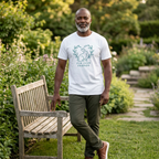 Bunny with Laurel Wreath white T-shirt lifestyle mockup