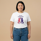 Lizards Stick Together white T-shirt on-person mockup